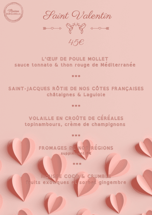 Saint Valentin (1) menu saint valentin au restaurant la Maison Burgarella