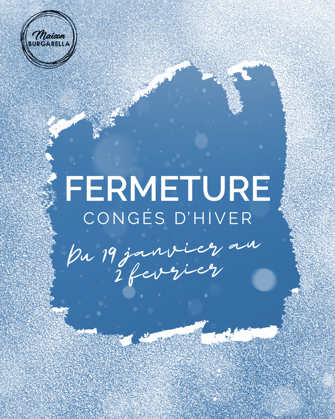 Post Instagram Hiver fermeture congés