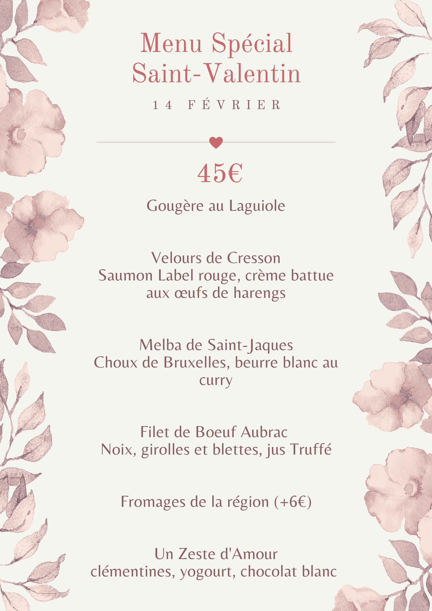 Menu Saint-Valentin illustrations florales (1)